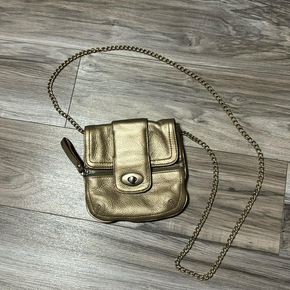 Banana Republic Handbags - Banana Republic Leather Metallic Gold Crossbody Purse